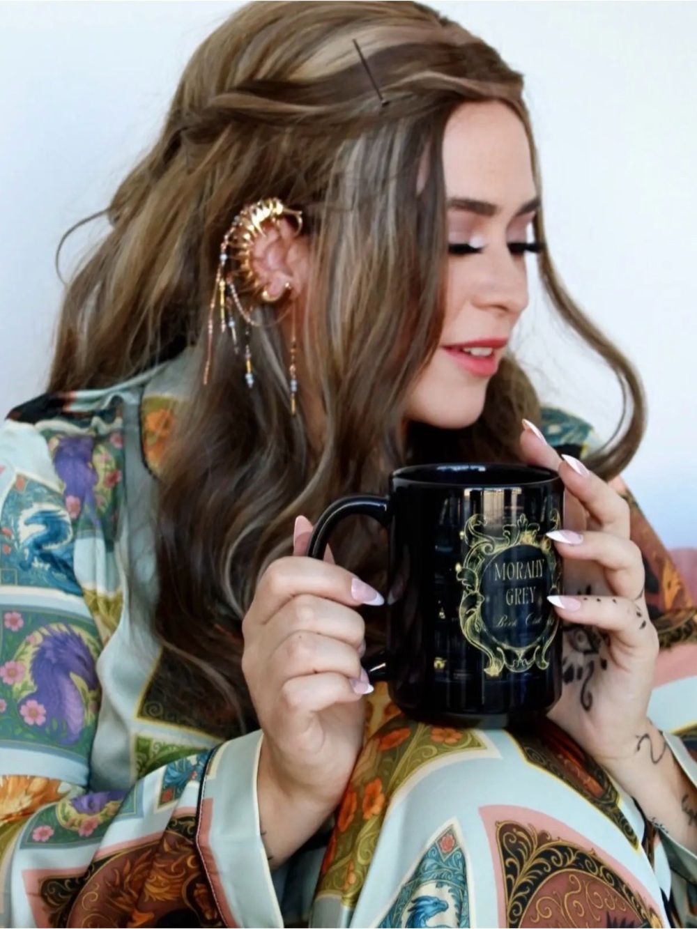 Morally Grey Book Club Black Gold Ceramic Mug Bookish Coffee & Tea Cup